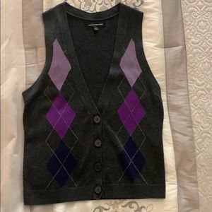 Argyle grey button down vest - Express